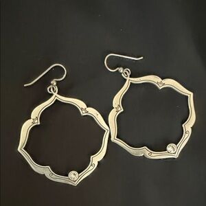 Brighton Silver Hoop Earrings with Crystal Accent